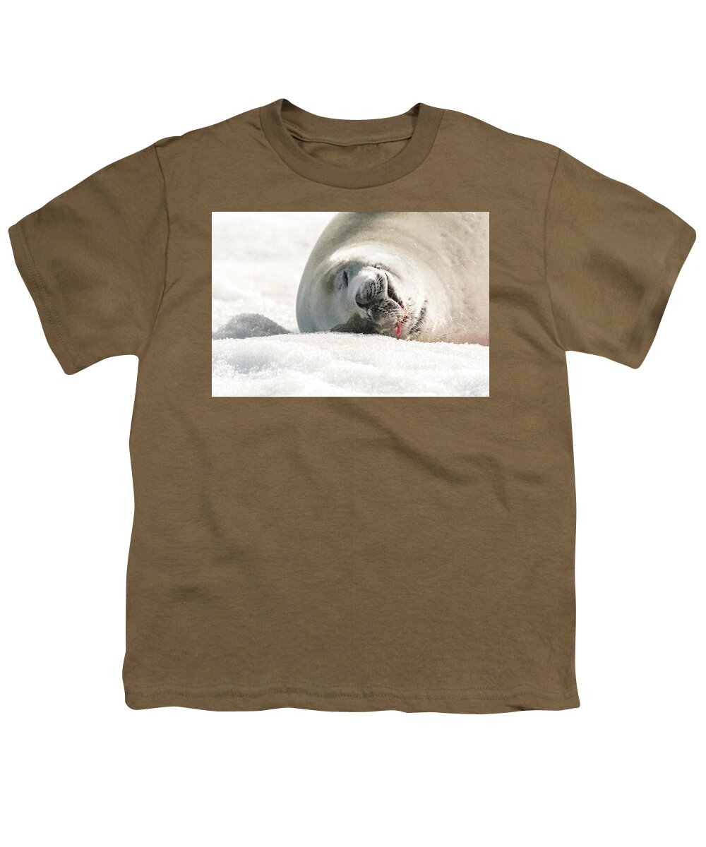 04feb20 Youth T-Shirt featuring the photograph Crabeater Seal Frozen Drool Pile Macro by Jeff at JSJ Photography