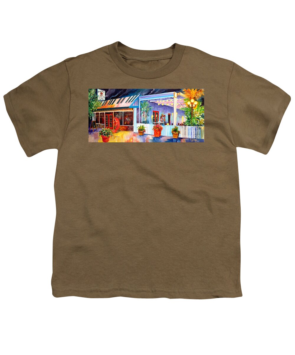 Crawdaddy's Youth T-Shirt featuring the painting Crawdaddy's Nawlins Cafe by Diane Millsap
