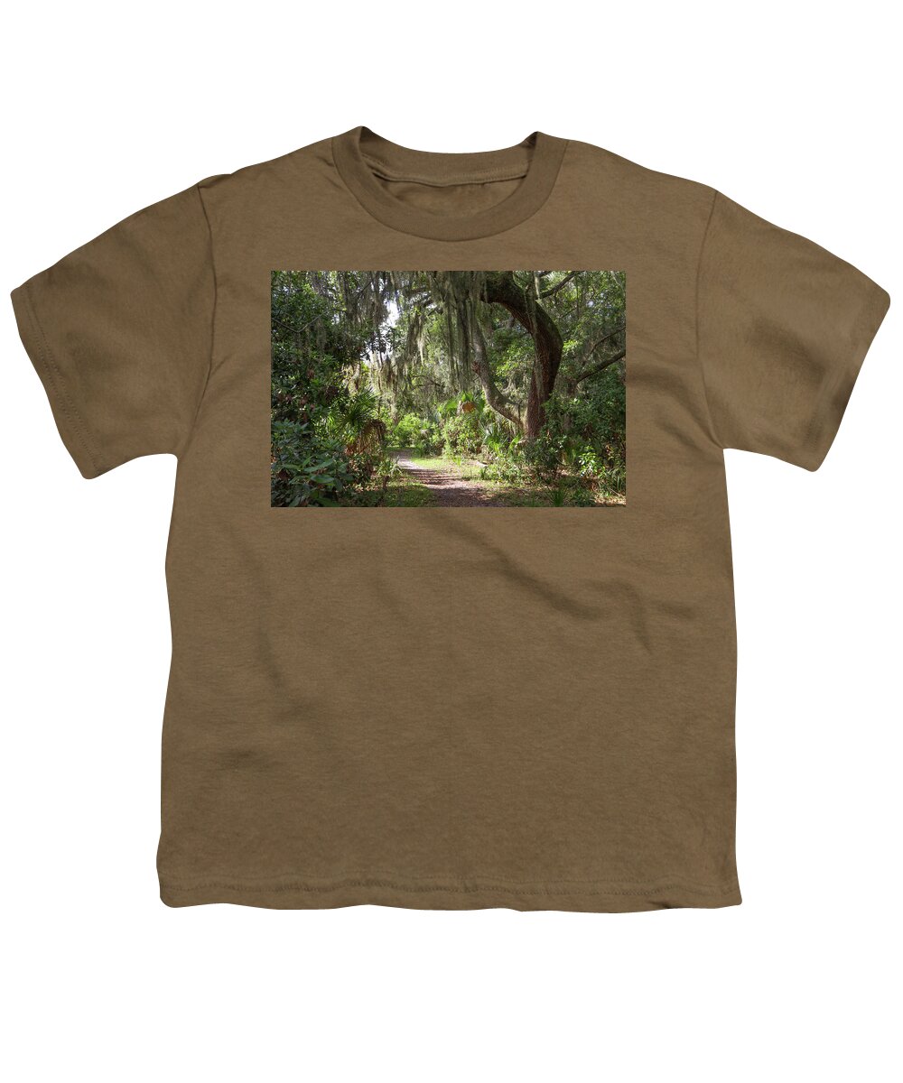 Cumberland Island Youth T-Shirt featuring the photograph Cumberland Island Trail Look by Ed Williams