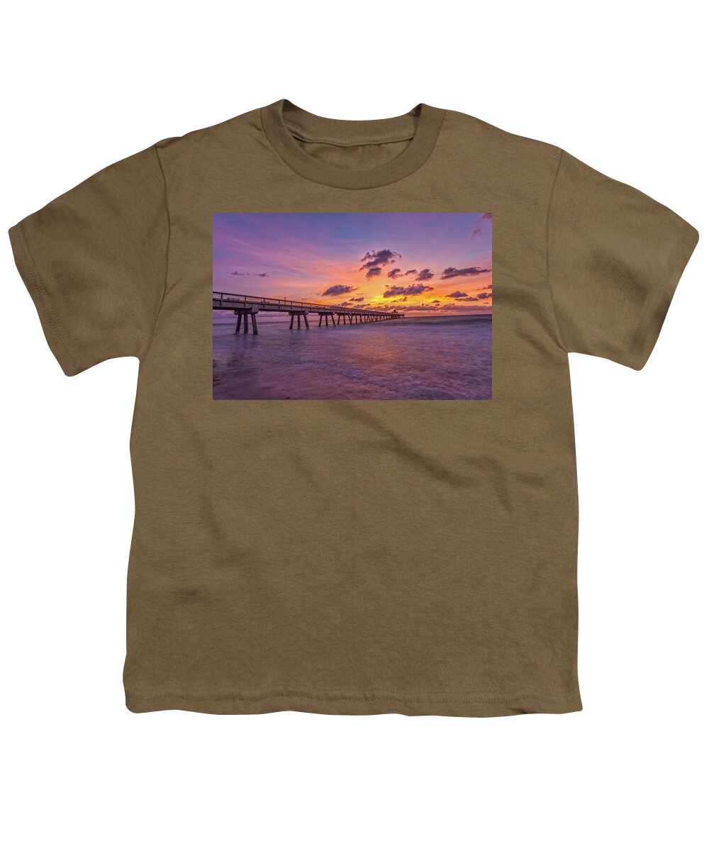 Deerfield Beach Pier Youth T-Shirt featuring the photograph Deerfield sunrise by Chris Spencer