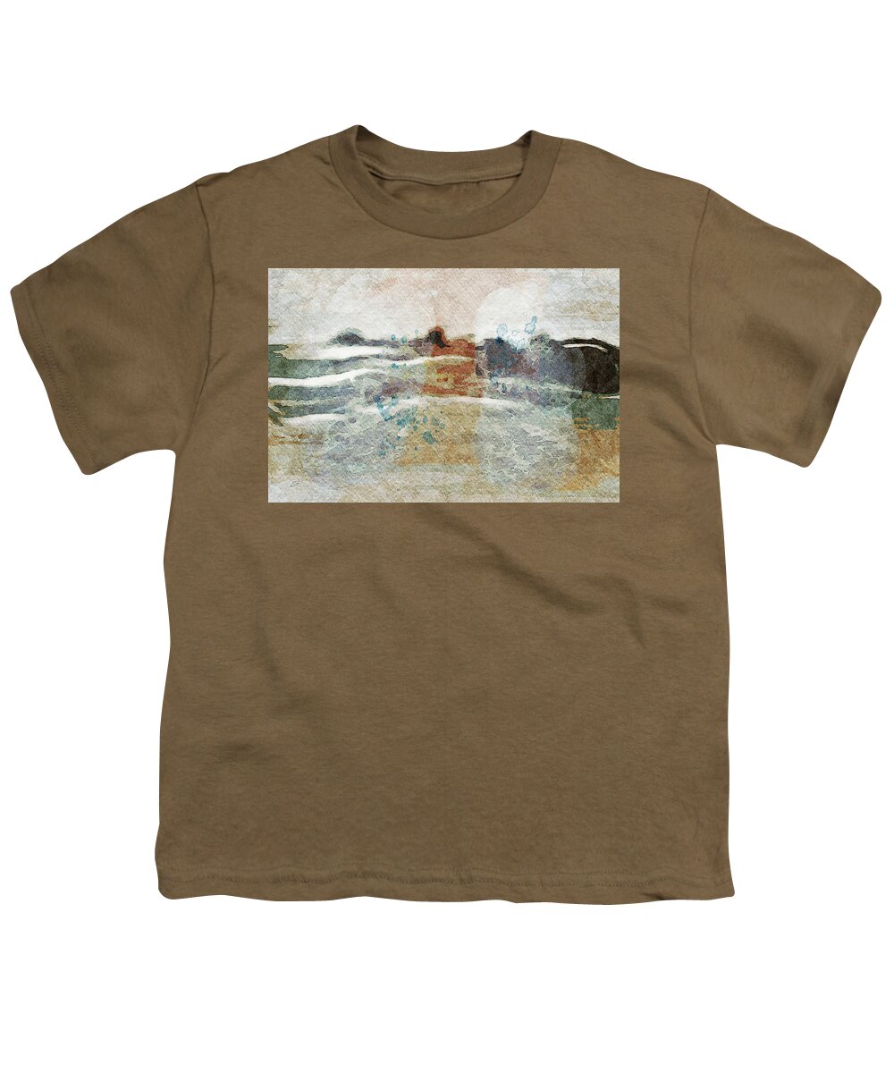 Watercolor Youth T-Shirt featuring the mixed media Deluge- The End of the Drought Abstract Watercolor by Shelli Fitzpatrick