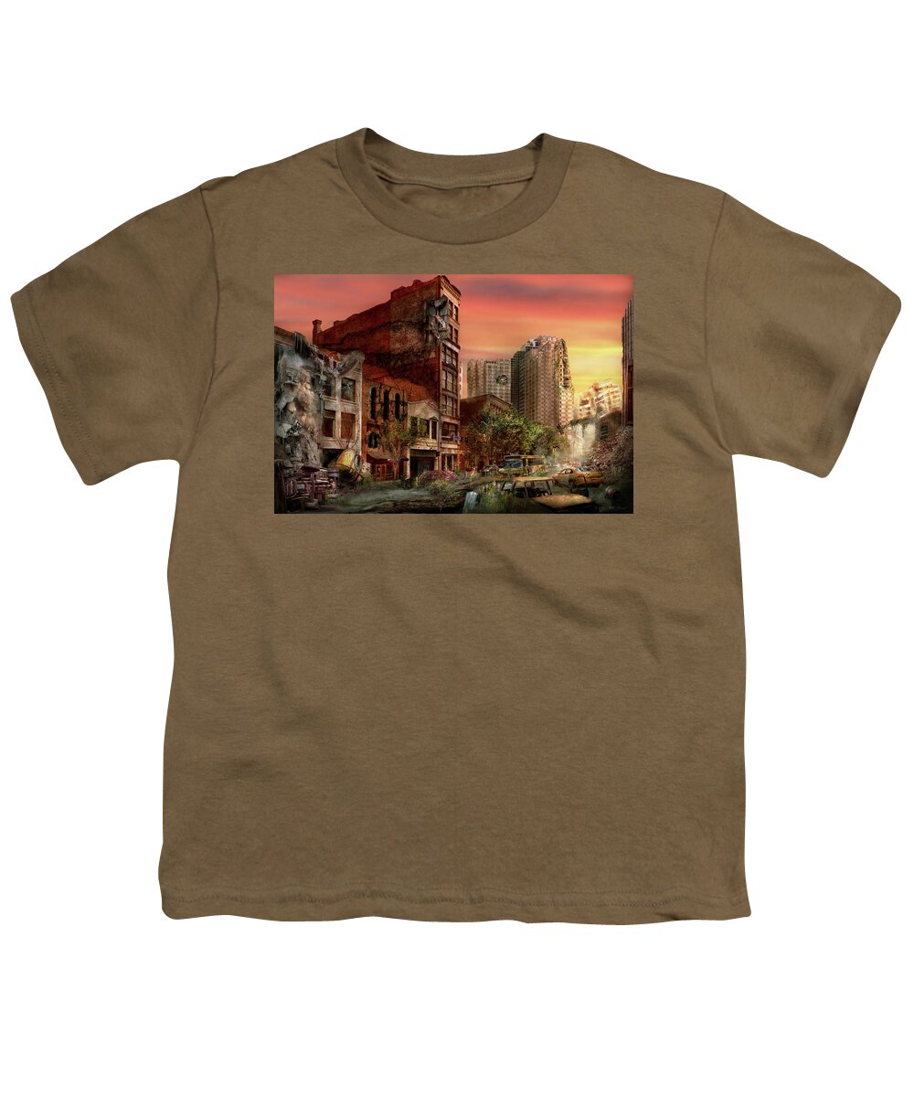 Dystopia Youth T-Shirt featuring the photograph Disaster - Pittsburgh, PA - The Y2K Bug by Mike Savad
