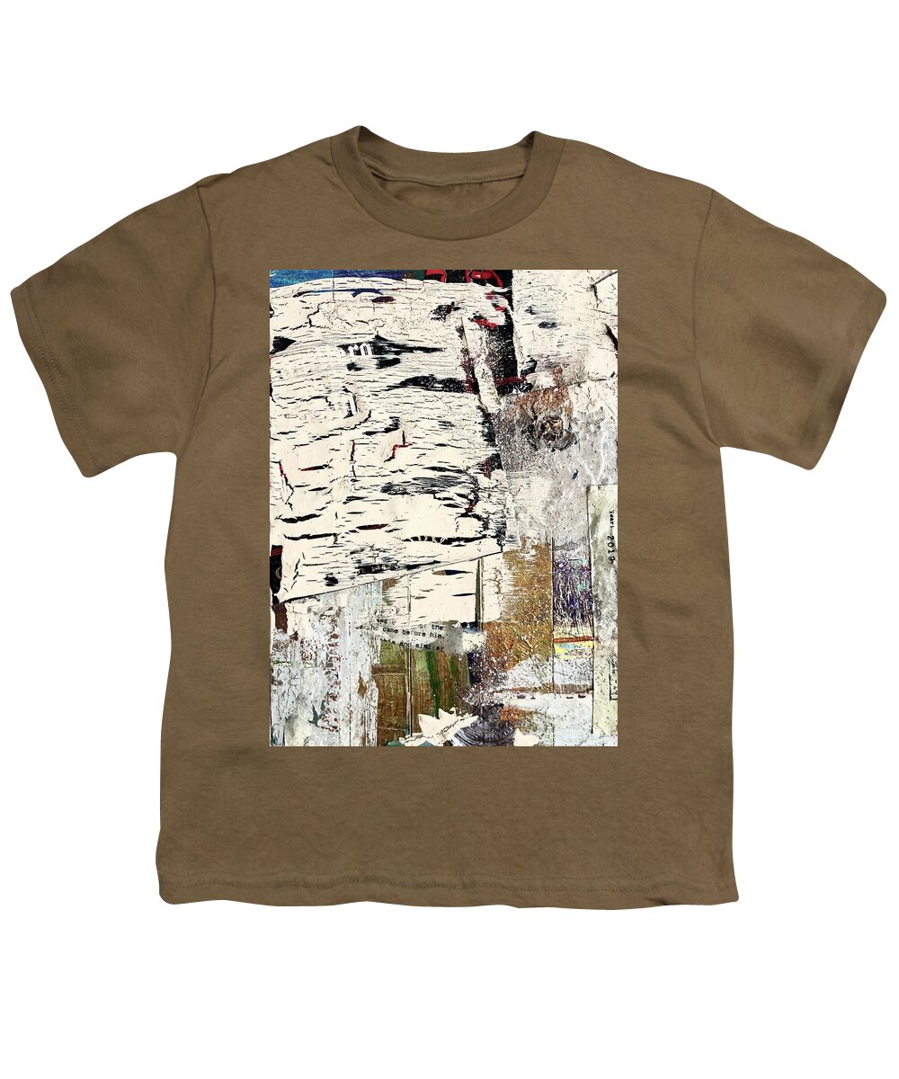 Mixed Media Abstract Collage Painting Youth T-Shirt featuring the mixed media Distressed Collage Layers One by M West