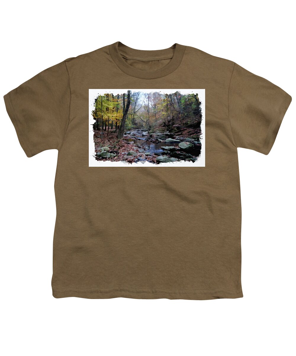 Stones Youth T-Shirt featuring the digital art Down Stream by Chauncy Holmes