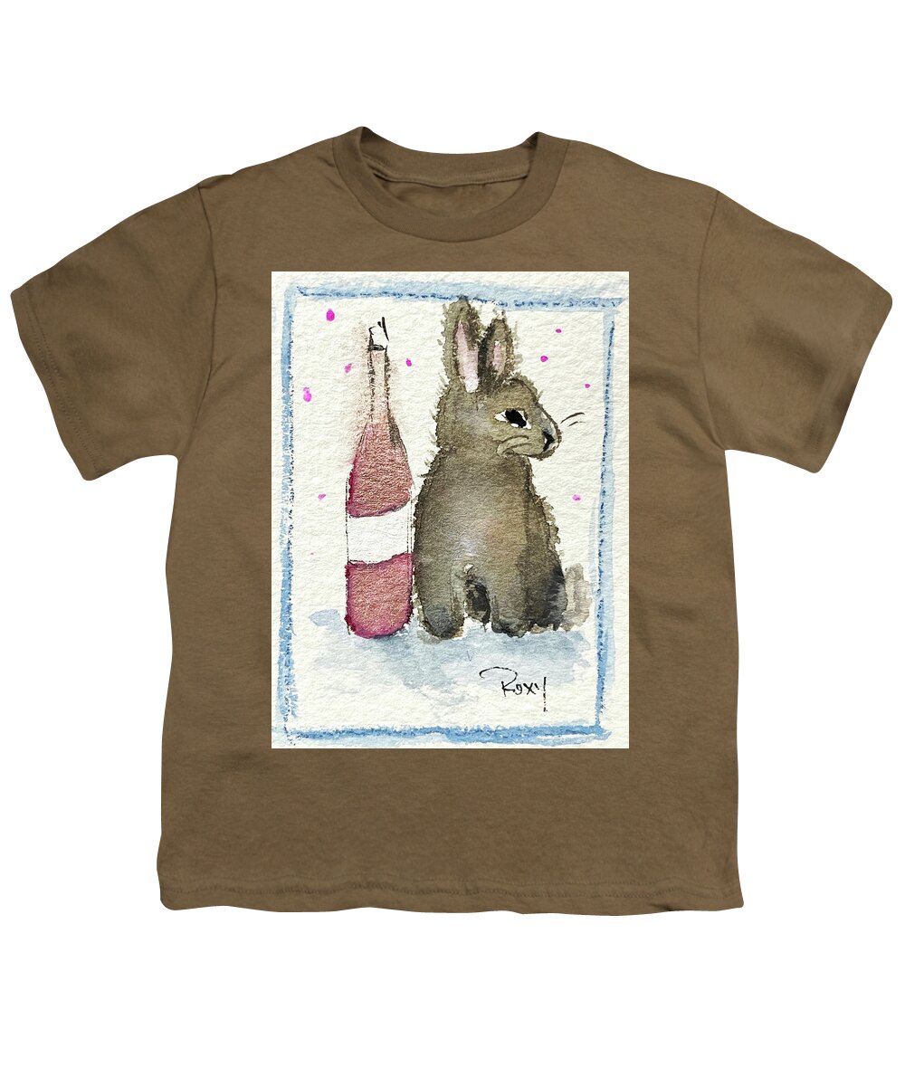Bunny Youth T-Shirt featuring the painting Drunk Bunny 1 by Roxy Rich