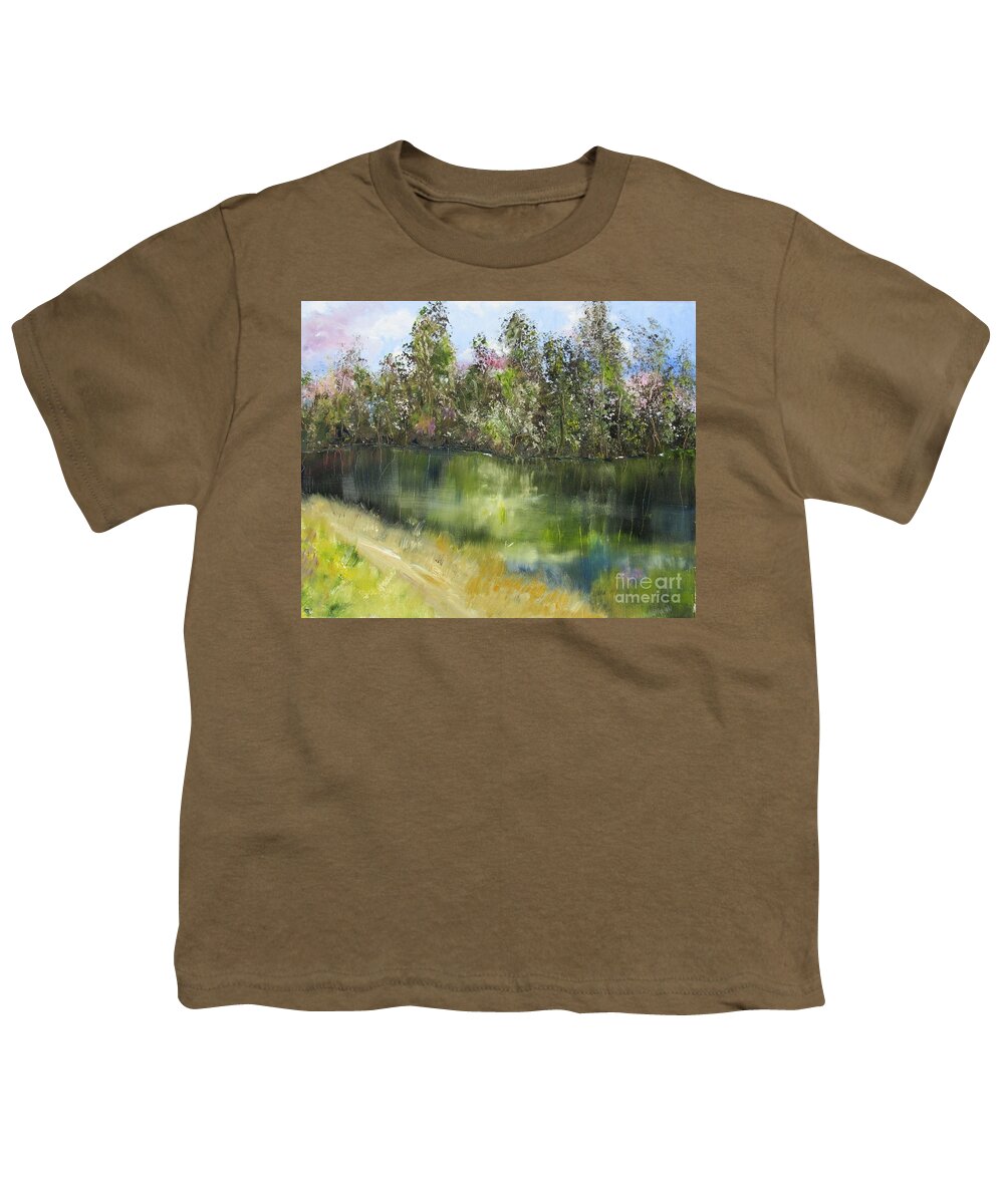 Landscape Youth T-Shirt featuring the painting Early Morning in the Park by Lisa Boyd