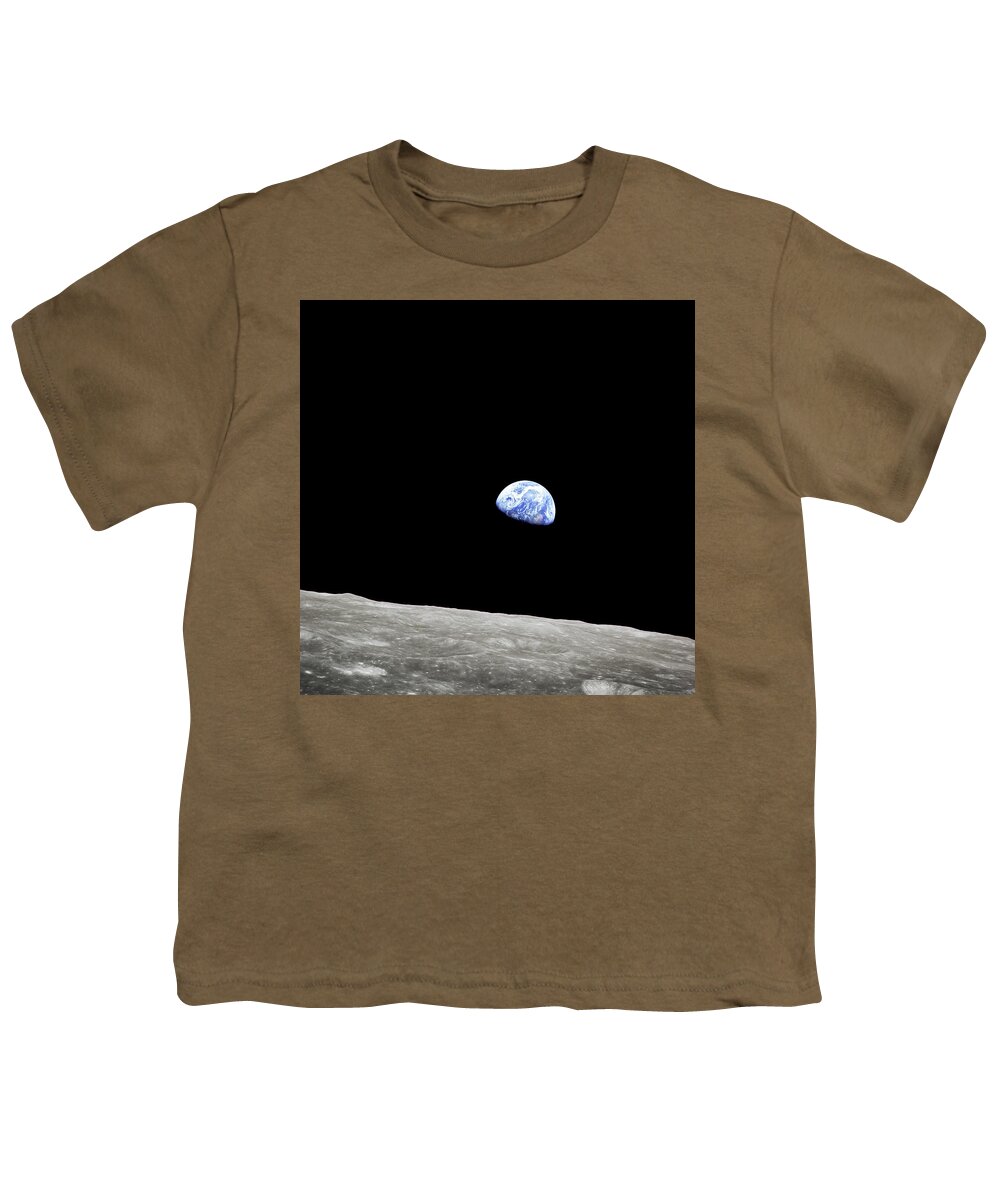 #faatoppicks Youth T-Shirt featuring the photograph Earthrise - The Original Apollo 8 Color Photograph by Eric Glaser