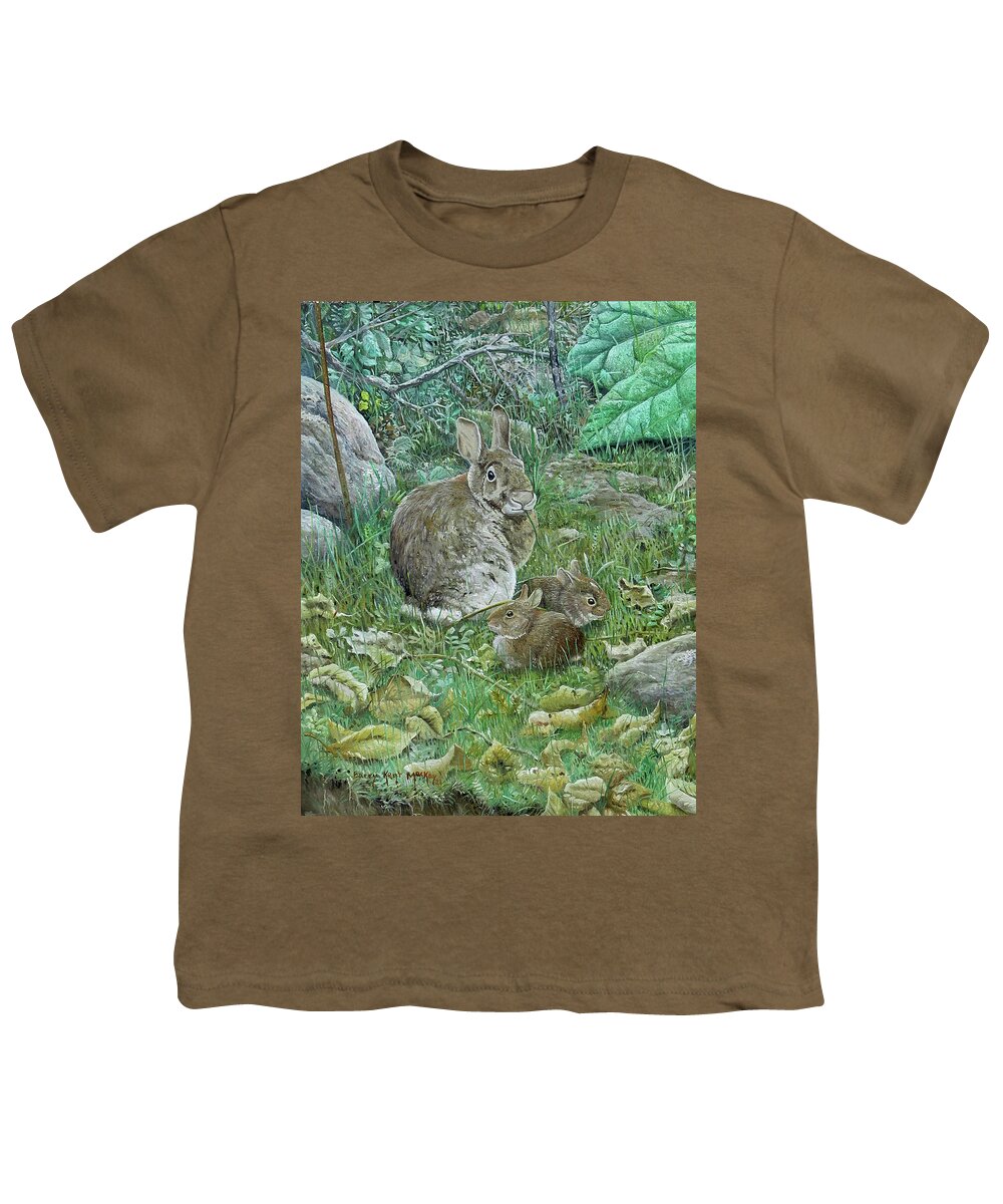 Eastern Cottontail Youth T-Shirt featuring the painting Eastern Cottontails by Barry Kent MacKay