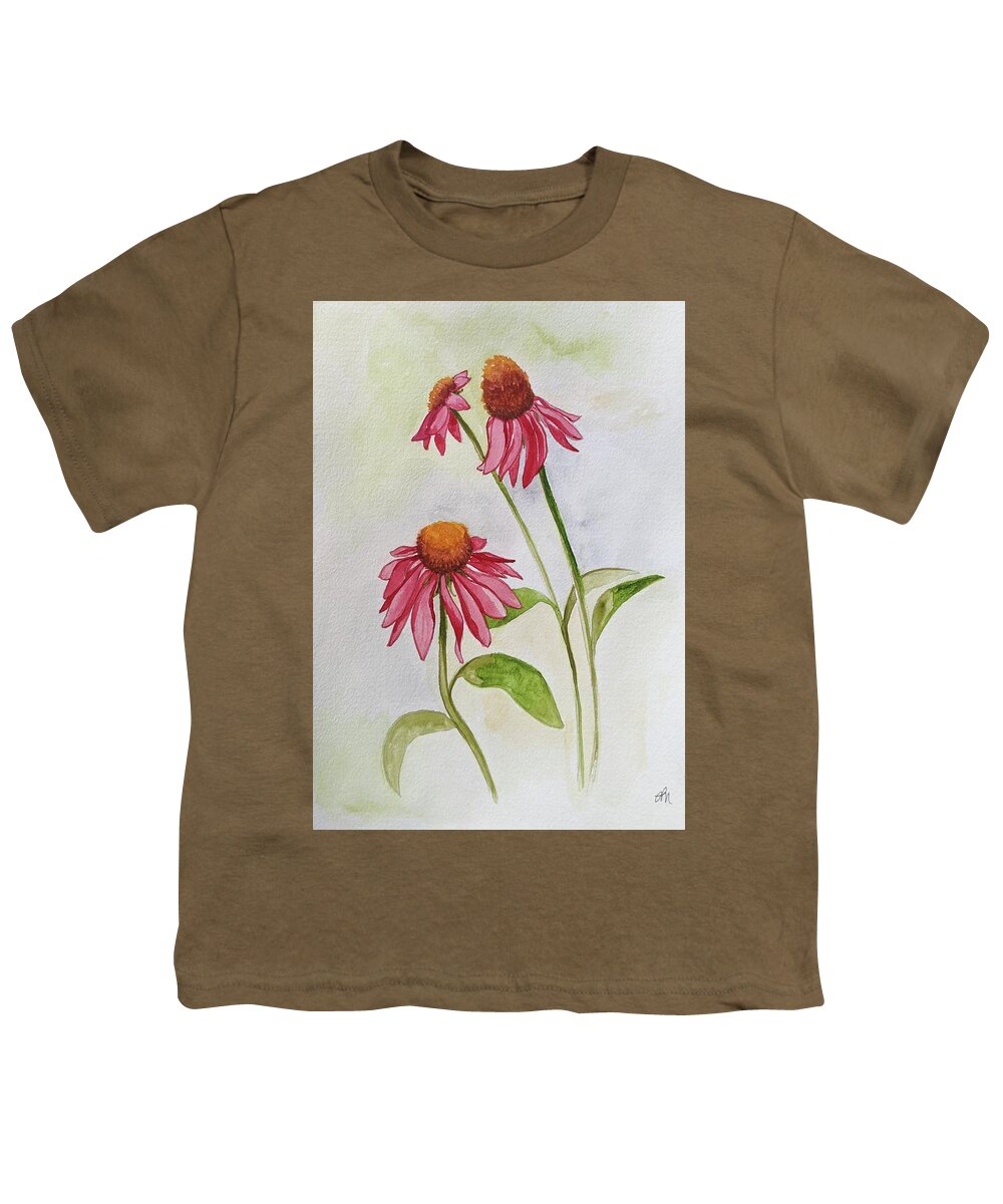 Echinaecea Youth T-Shirt featuring the painting Echinacaea 1 by Lisa Mutch