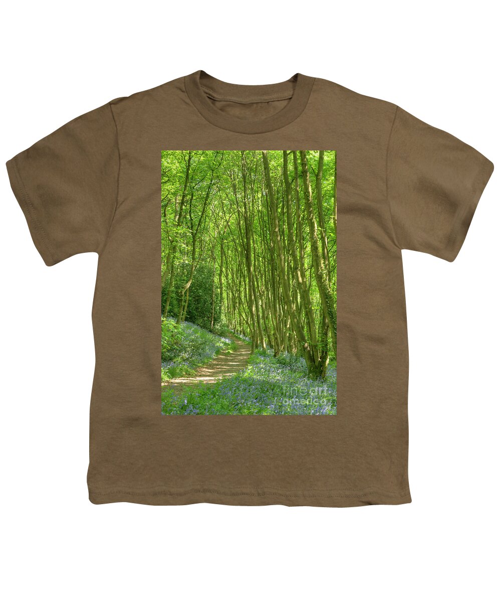 Bluebells Youth T-Shirt featuring the photograph English Bluebell Wood by David Birchall