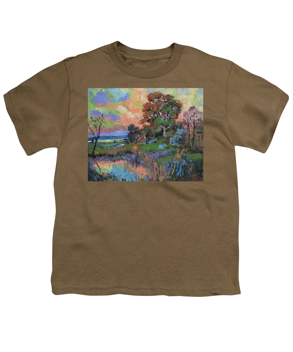 Pastoral Youth T-Shirt featuring the painting Evening Sky California Valley by David Lloyd Glover