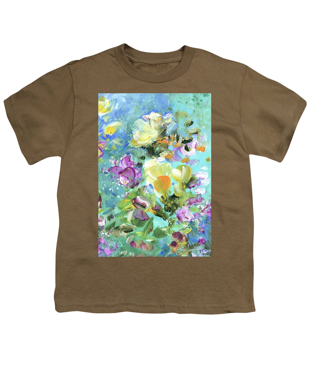 Flower Youth T-Shirt featuring the painting Explosion Of Joy 22 Dyptic 02 by Miki De Goodaboom