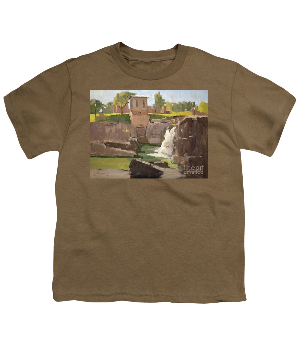 Falls Park Youth T-Shirt featuring the painting Falls Park - Sioux Falls, South Dakota by Paul Strahm