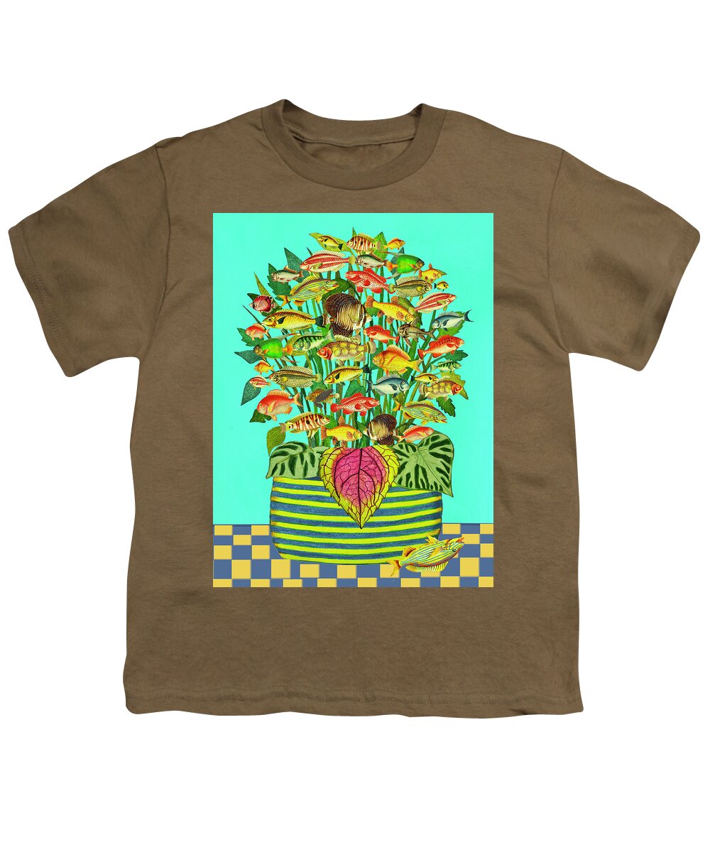 Bouquet Youth T-Shirt featuring the mixed media Fish Bouquet by Lorena Cassady