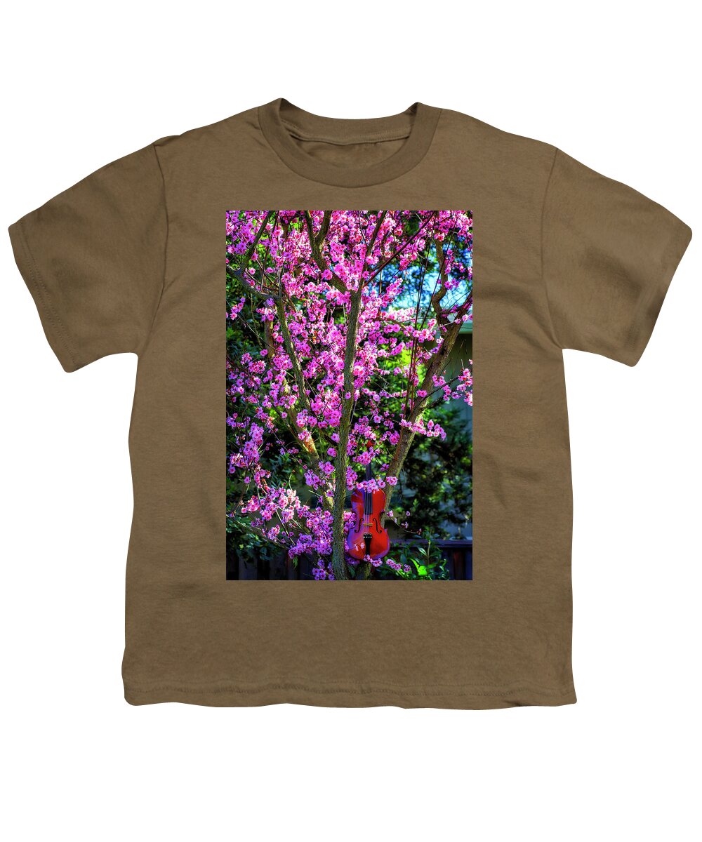 Violin Youth T-Shirt featuring the photograph Flowering Plum With Violin by Garry Gay