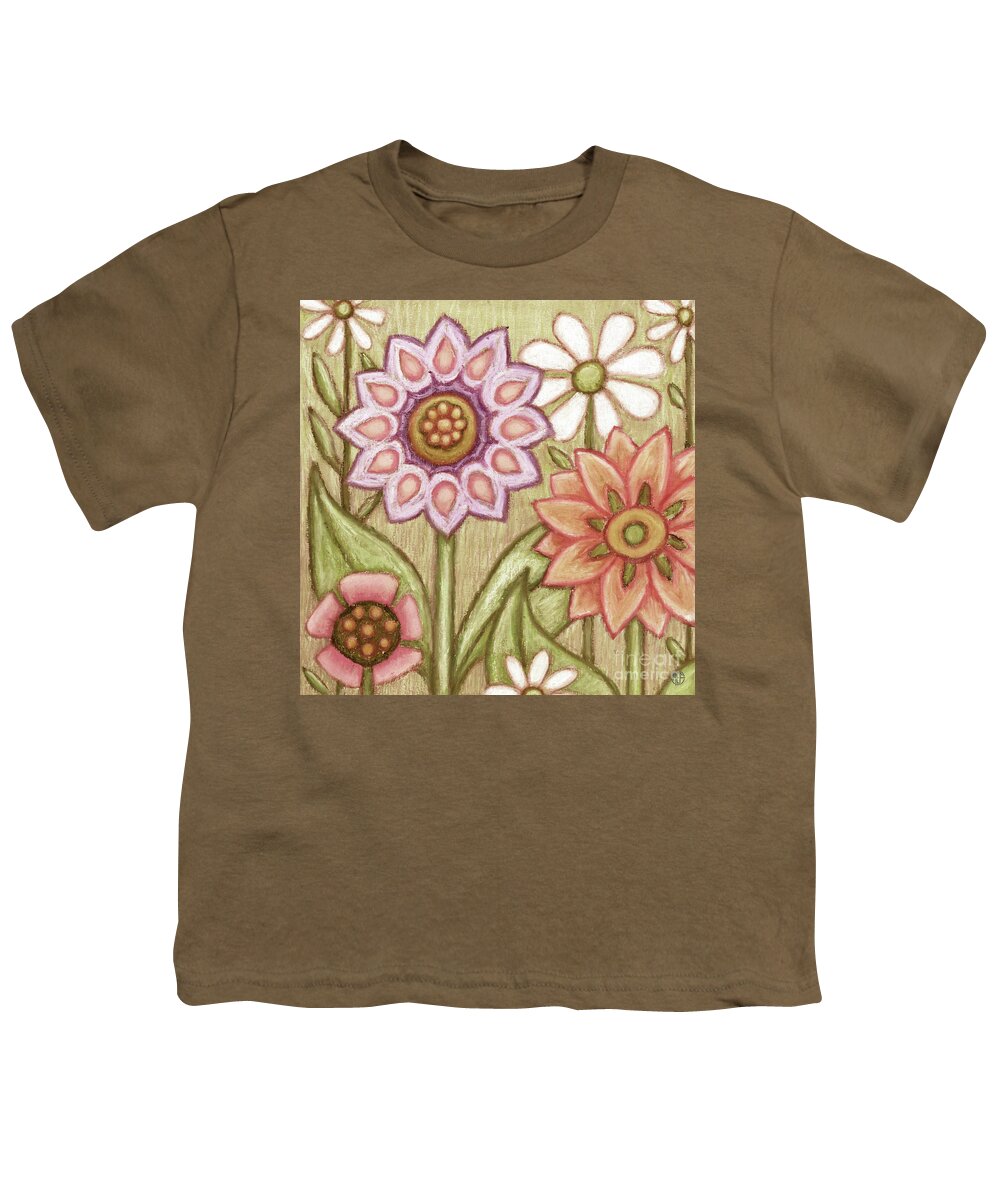 Daisy Youth T-Shirt featuring the painting Flowers Grow Smiles. Wildflora by Amy E Fraser