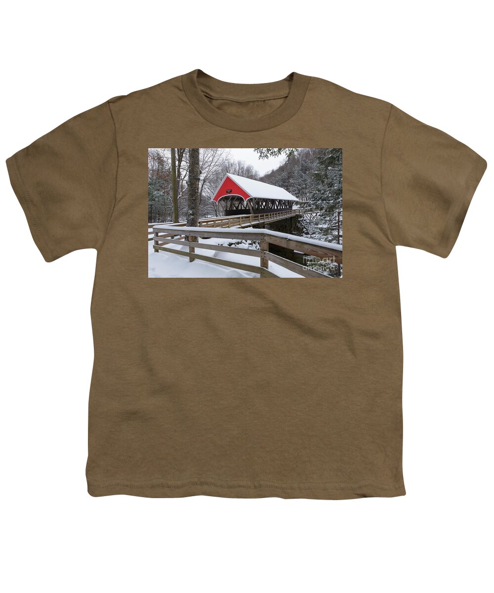 1886 Youth T-Shirt featuring the photograph Flume Covered Bridge - Flume Gorge, New Hampshire by Erin Paul Donovan