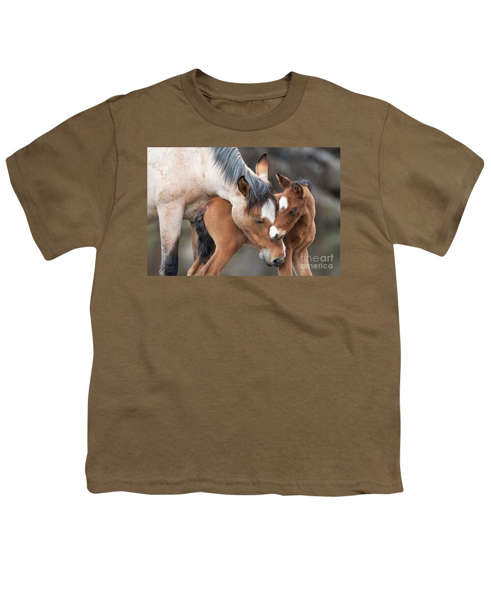 Mom & Baby Youth T-Shirt featuring the photograph A Foal's Love by Shannon Hastings