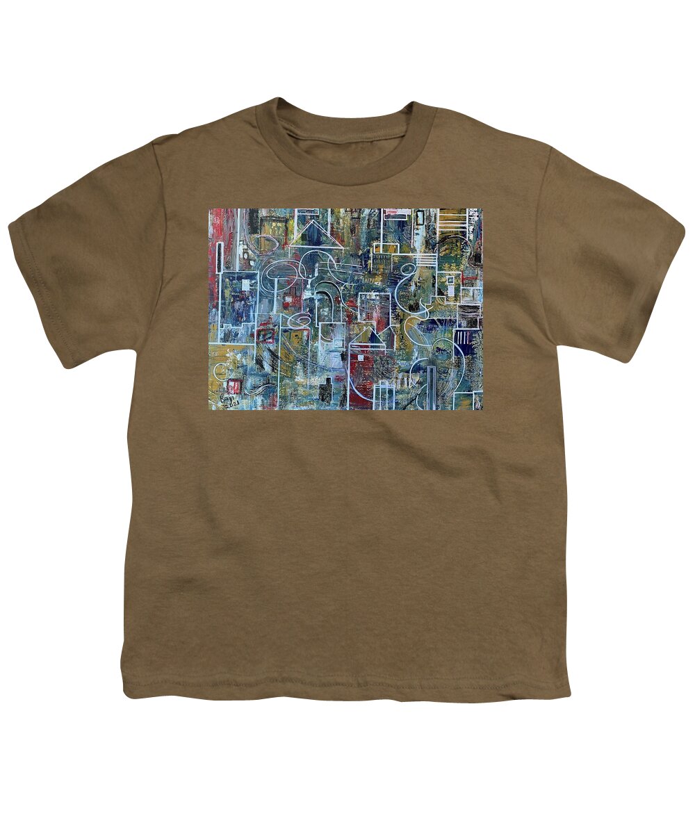 Abstract Youth T-Shirt featuring the painting Fog Rolling In by Raji Musinipally