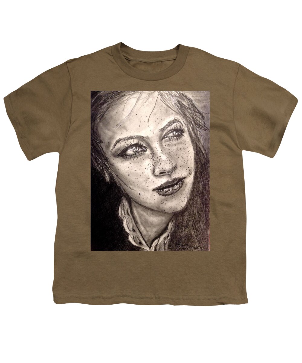 Young Youth T-Shirt featuring the drawing Freckles by Bryan Brouwer