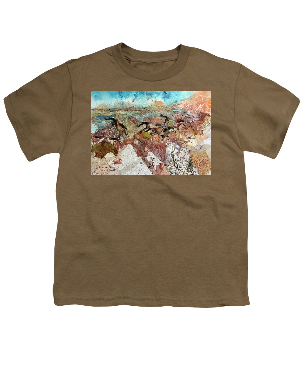Horses Youth T-Shirt featuring the painting Freedom Fields by Elaine Elliott
