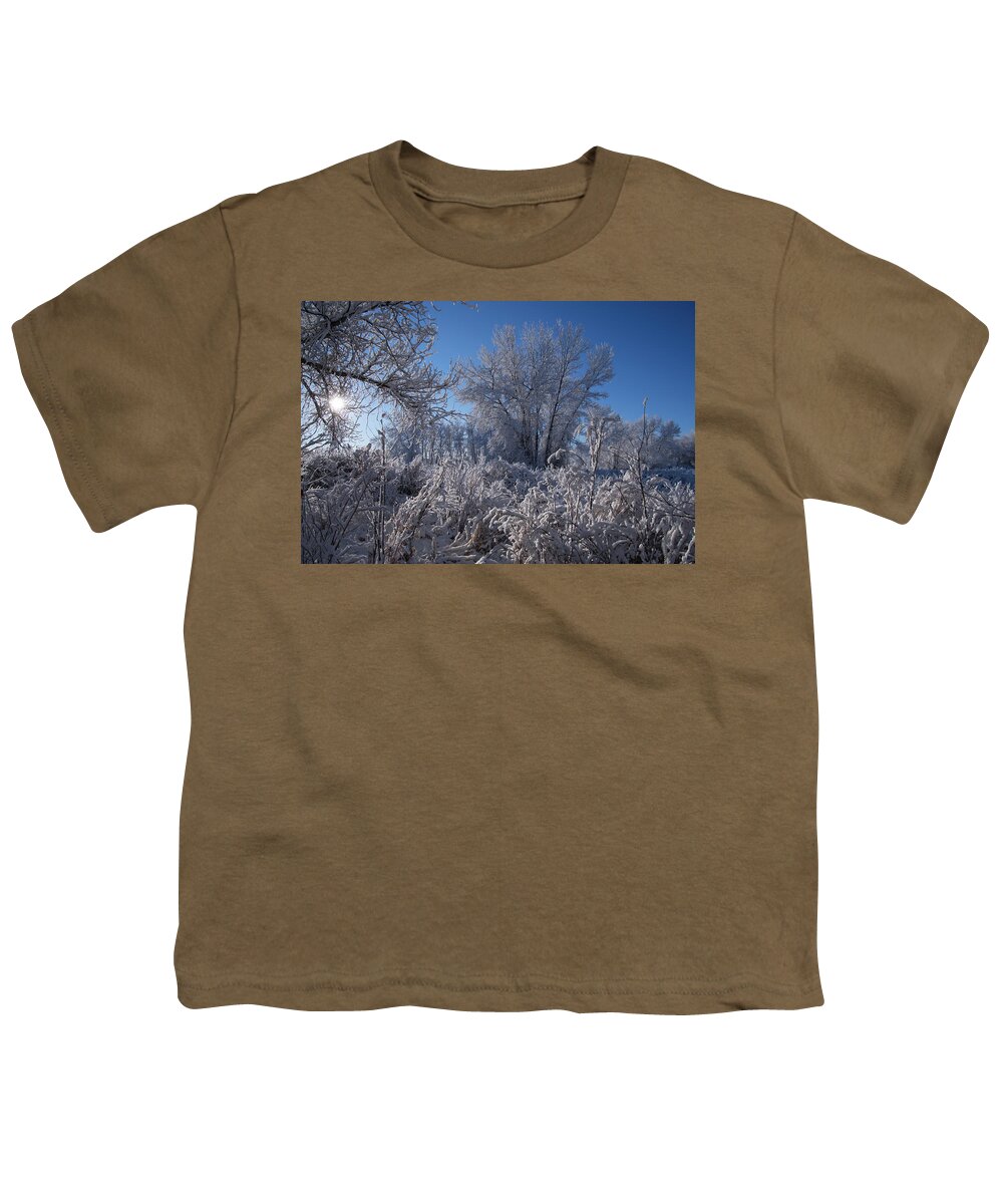 Sun Youth T-Shirt featuring the photograph Fresh Snowfall and Wintry Trees by Cascade Colors