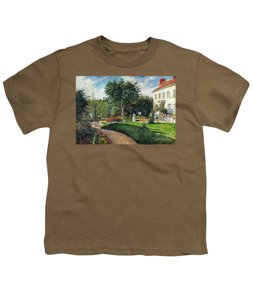 Camille Pissarro Youth T-Shirt featuring the painting Garden Of Les Mathurins At Pontoise, 1876 By Camille Pissarro by Camille Pissarro
