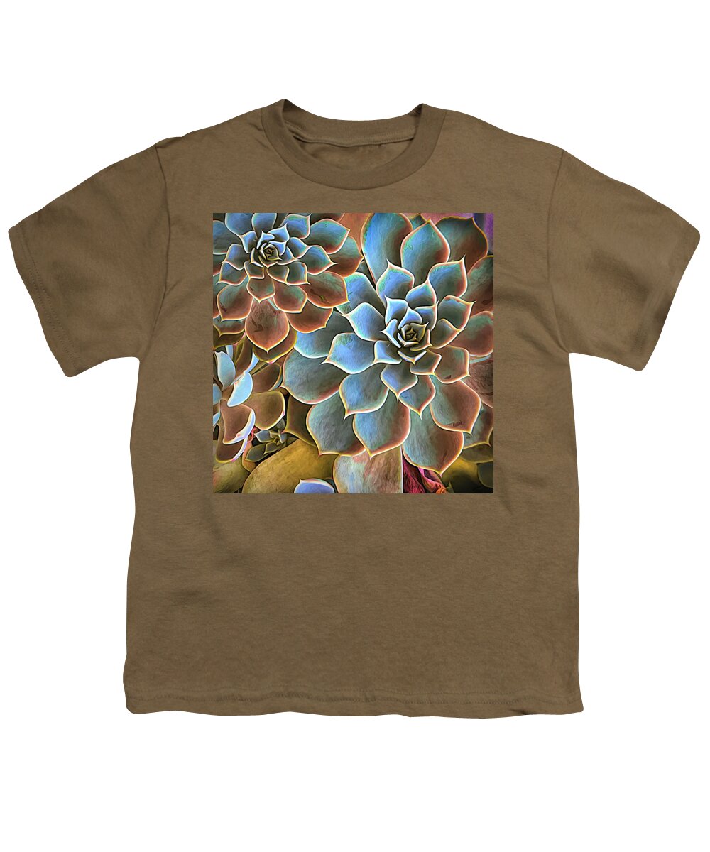 Florida Youth T-Shirt featuring the photograph Garden Succulent Botanicals II Painting by Debra and Dave Vanderlaan