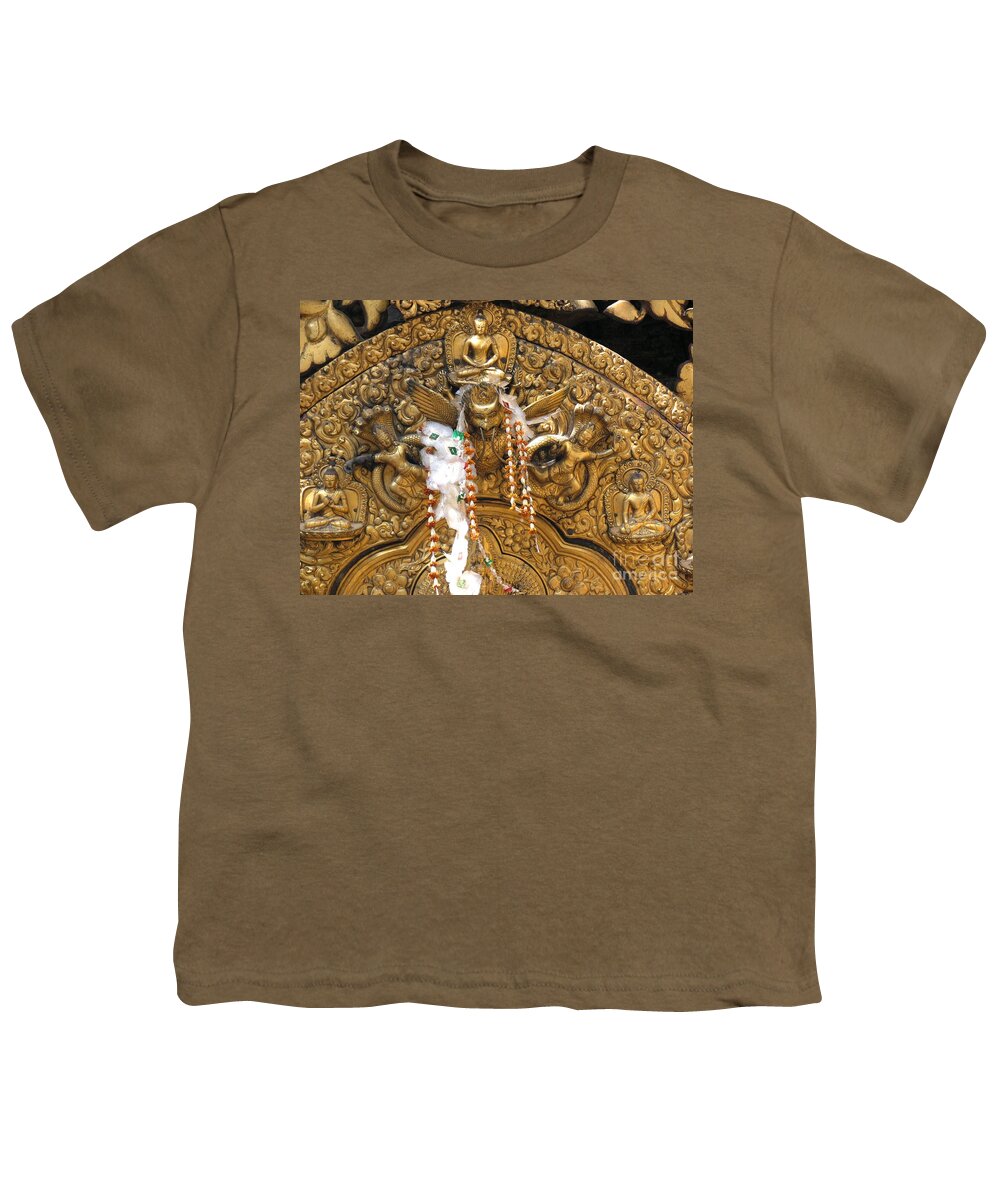 Garuda Youth T-Shirt featuring the photograph Garuda in a Buddhist temple by Juliette Cunliffe