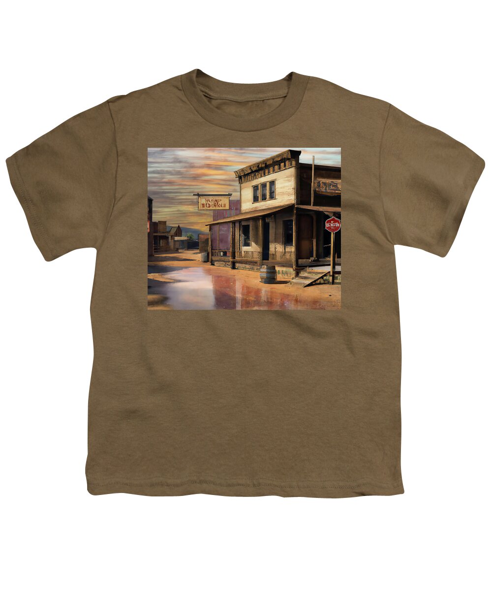 Western Youth T-Shirt featuring the digital art Ghost Town by Alison Frank