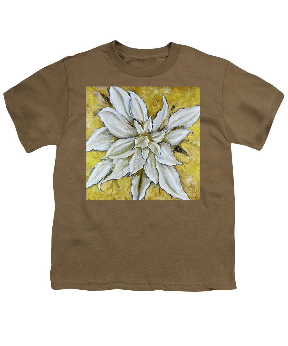Flower Youth T-Shirt featuring the painting Golden Flower by Mary Scott