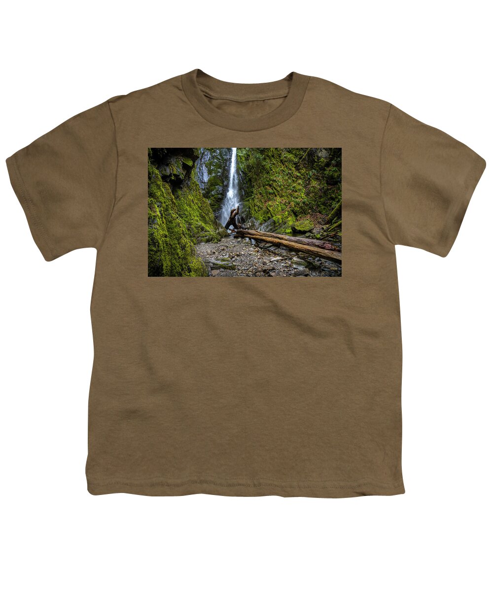 Waterfalls Youth T-Shirt featuring the photograph Goldstream Park Waterfalls by Bill Cubitt