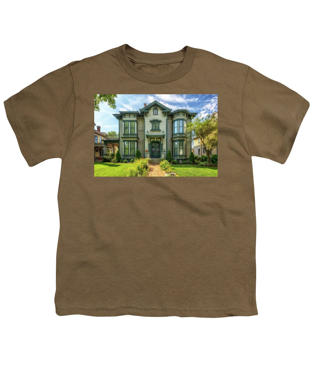 Governor Oglesby Mansion Youth T-Shirt featuring the photograph Governor Oglesby Mansion - Decatur, Illinois by Susan Rissi Tregoning