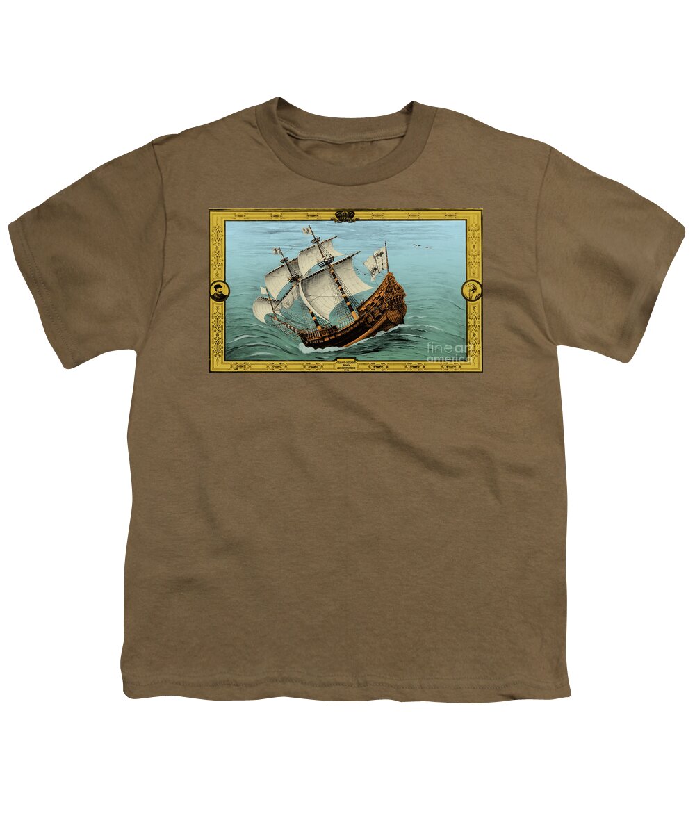 1535 Youth T-Shirt featuring the drawing Grande Hermine, Jacques Cartier Ship by Science Source