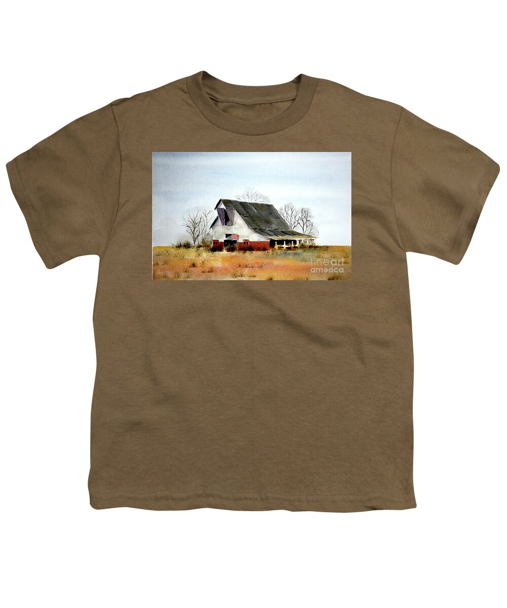 Rural Landscape Youth T-Shirt featuring the painting Graves Co Barn #2 by William Renzulli