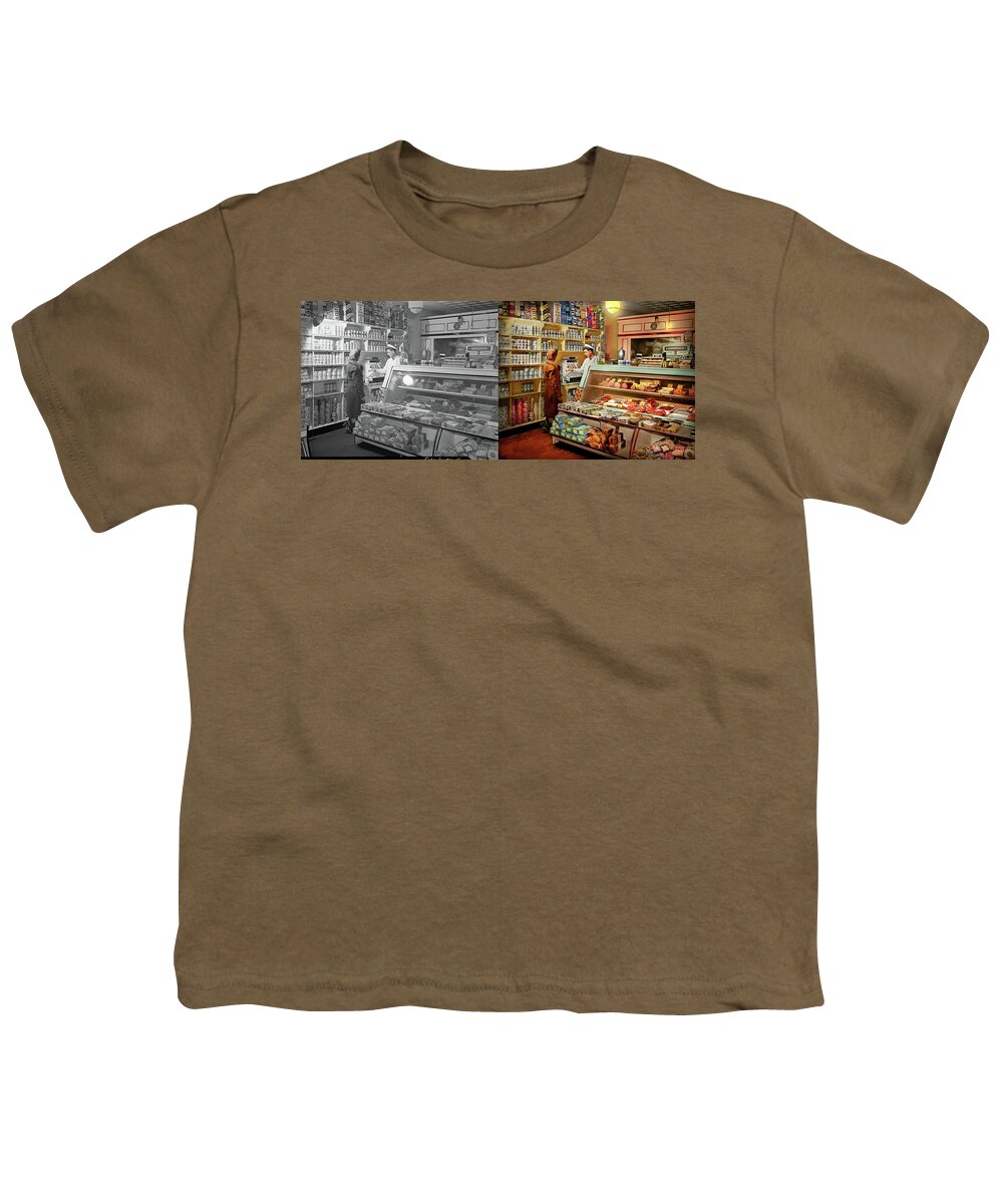 Provincetown Youth T-Shirt featuring the photograph Grocery - Provincetown, MA - Anybody's deli 1942 - Side by Side by Mike Savad