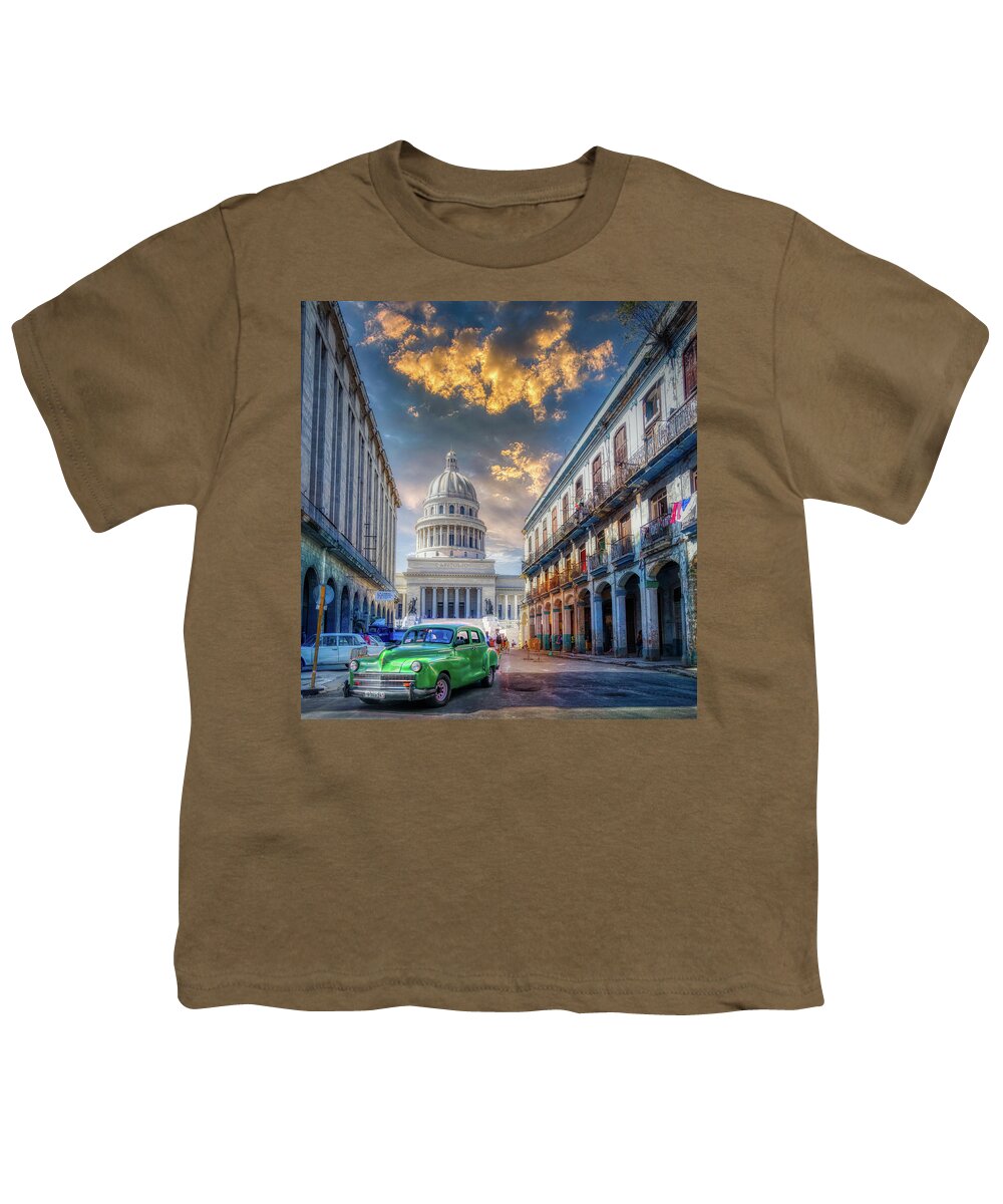 La Habana Youth T-Shirt featuring the photograph Havana, calle Brasil by Micah Offman