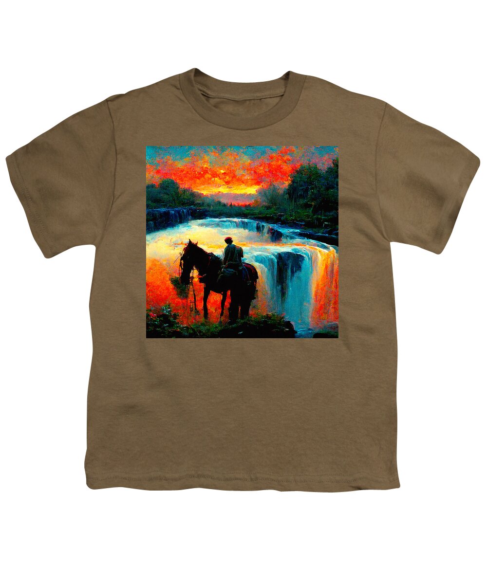 Horse Youth T-Shirt featuring the digital art Horses #9 by Craig Boehman