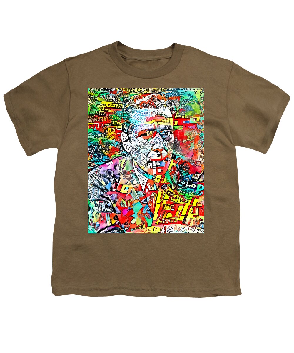 Wingsdomain Youth T-Shirt featuring the photograph Humphrey Bogart in Contemporary Vintage Comic Book Style 20201123 by Wingsdomain Art and Photography