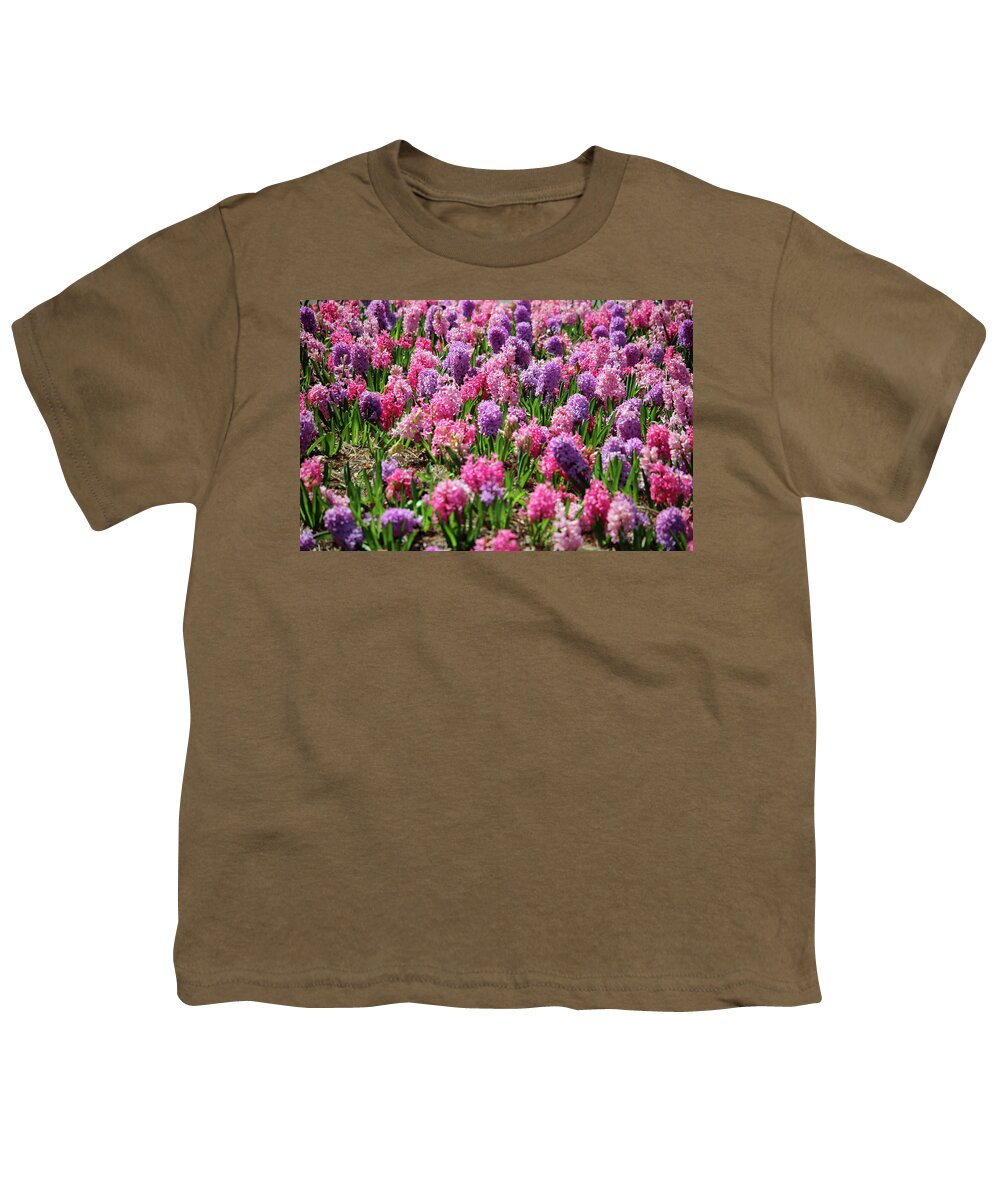 Hyacinth Youth T-Shirt featuring the photograph Hyacinth Colorful Flowerbed by Cynthia Guinn