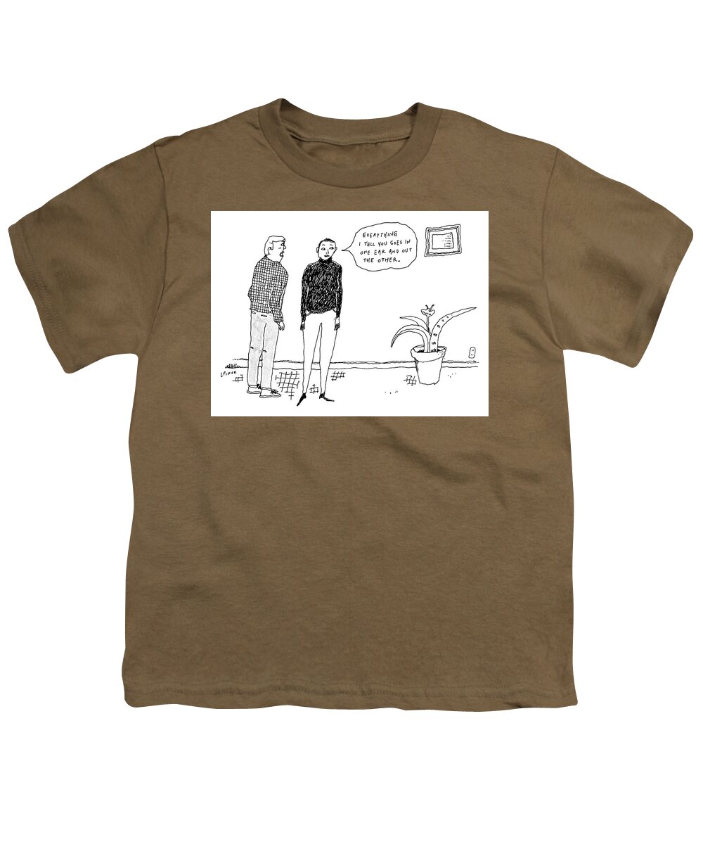 Captionless Youth T-Shirt featuring the drawing In One Ear and Out the Other by Liana Finck