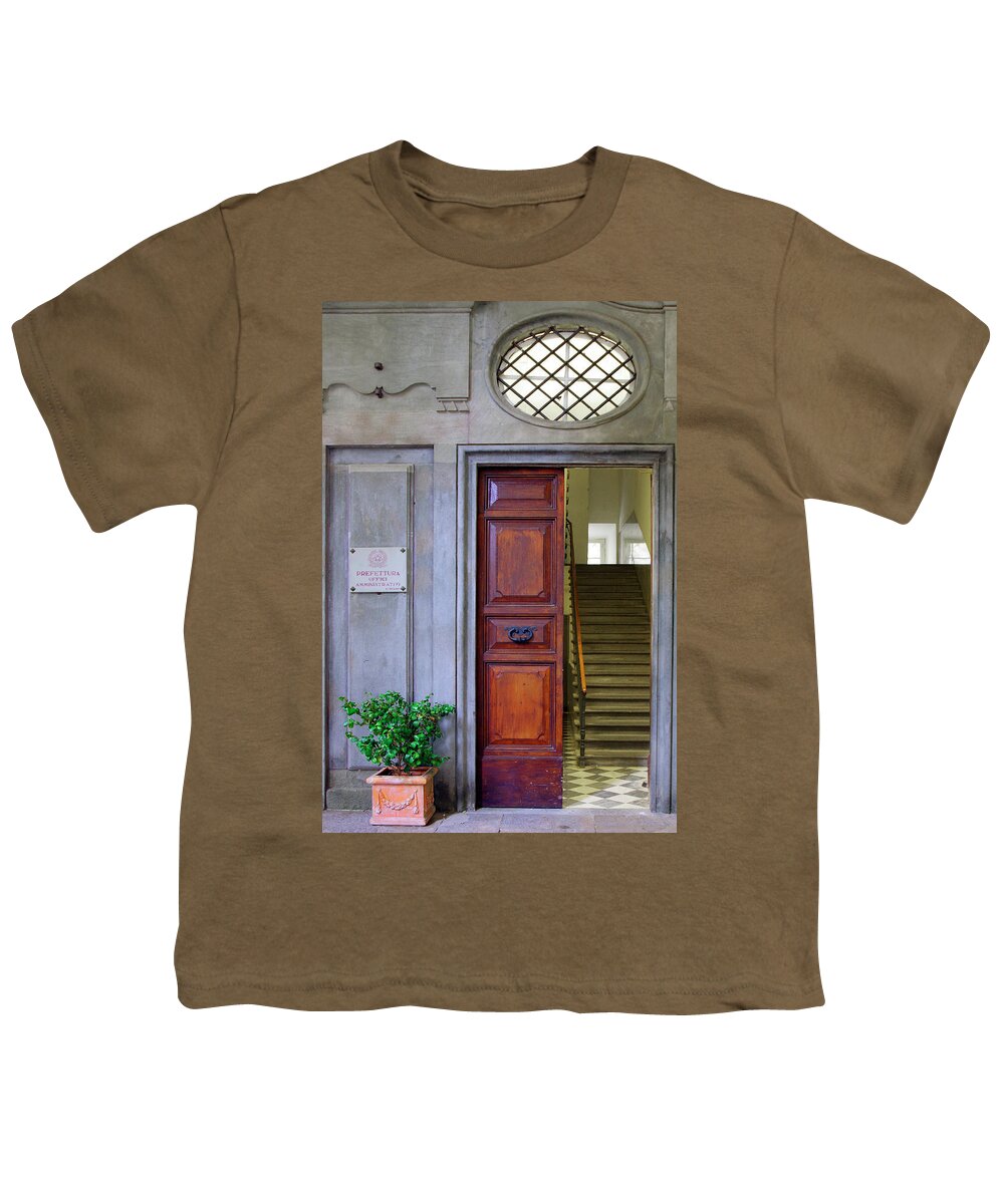 Italy Youth T-Shirt featuring the photograph Open Door - Lucca, Italy by Kenneth Lane Smith
