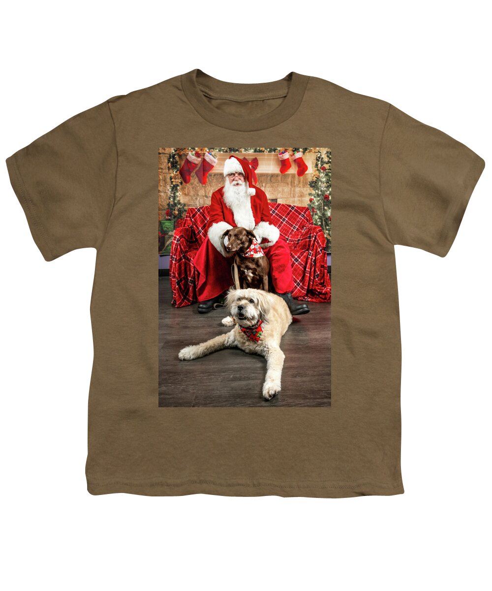 Annie Youth T-Shirt featuring the photograph Kellie and Annie with Santa 2 by Christopher Holmes