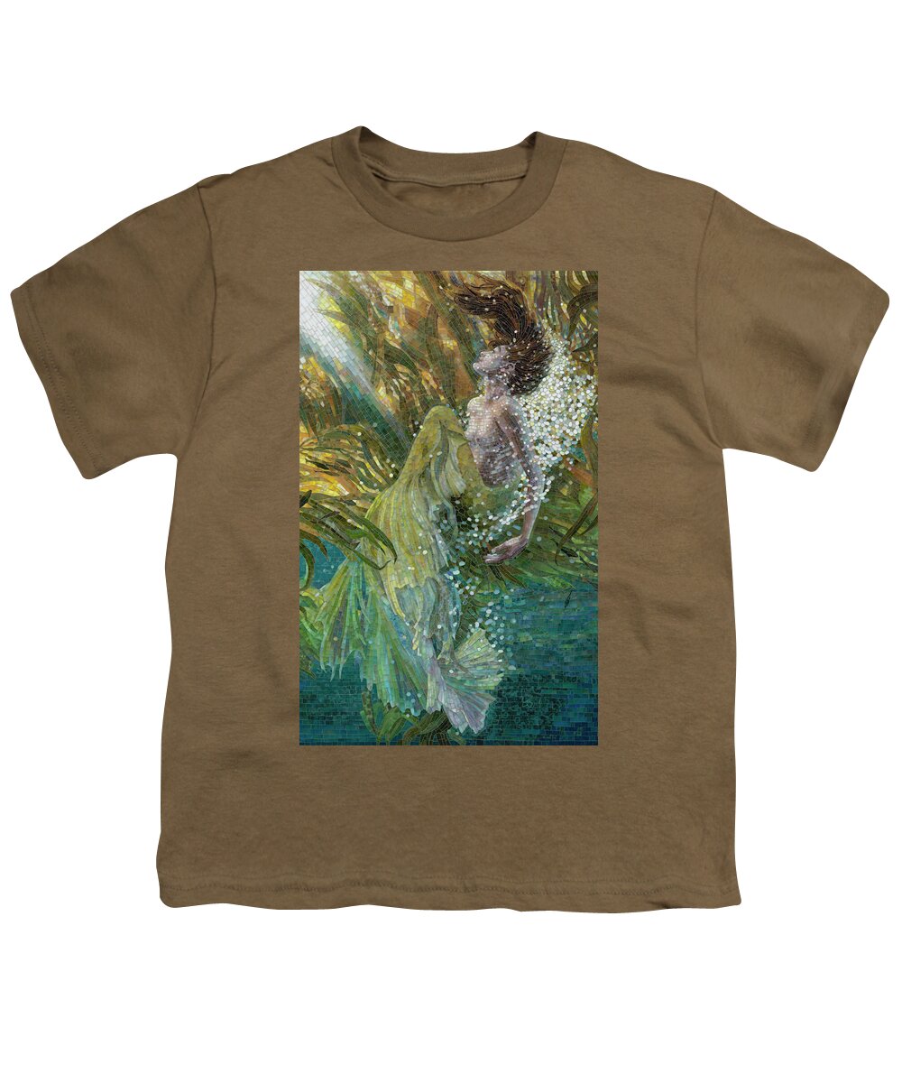 Kelp Youth T-Shirt featuring the glass art Kelp Mermaid Vertical by Mia Tavonatti