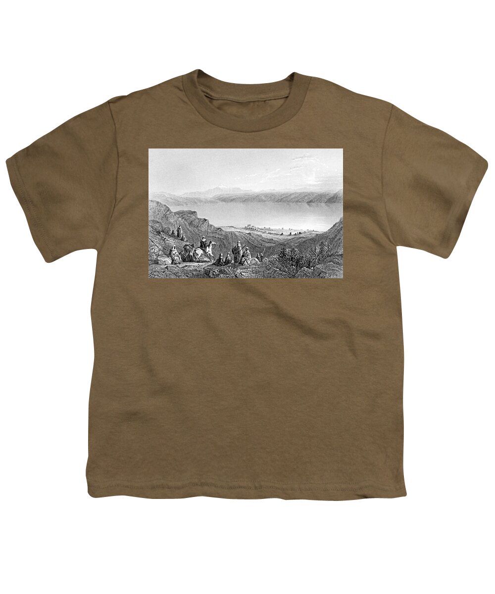 William Henry Bartlett Youth T-Shirt featuring the photograph Lake of Tiberias in 1847 by Munir Alawi