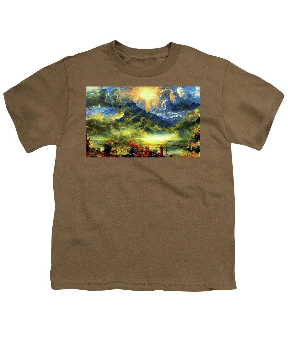 Art Youth T-Shirt featuring the digital art Last Moments of Peace by Ally White