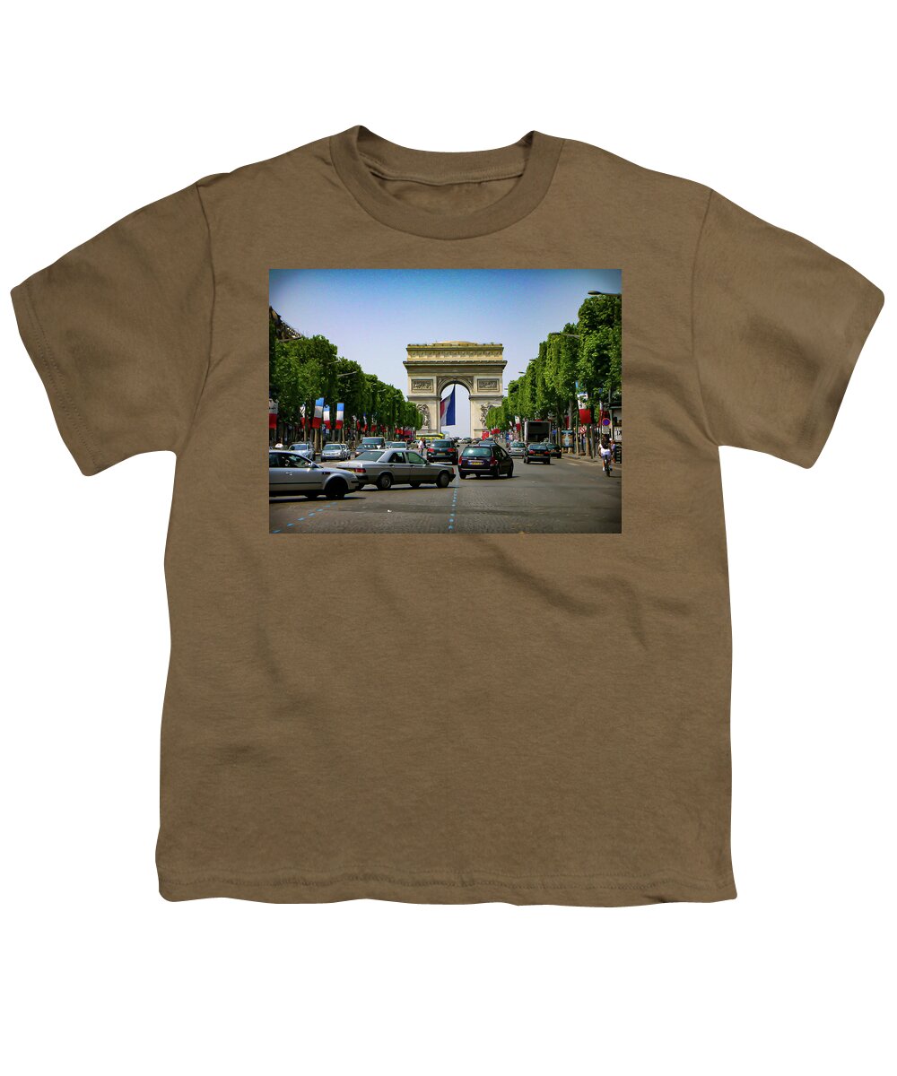 France Youth T-Shirt featuring the photograph Leading to the Arc by Jim Feldman