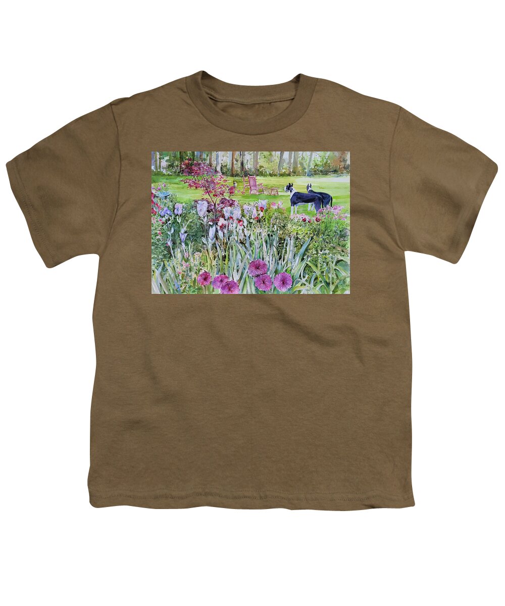 Flowers Youth T-Shirt featuring the painting Lee's Puppies by P Anthony Visco