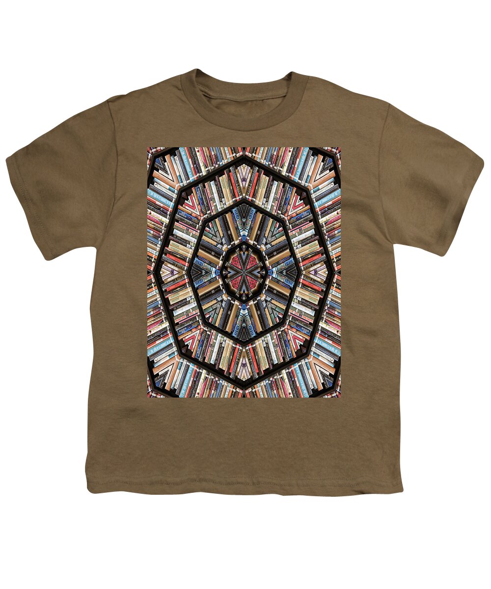 Books Youth T-Shirt featuring the photograph Library Kaleidoscope by Minnie Gallman