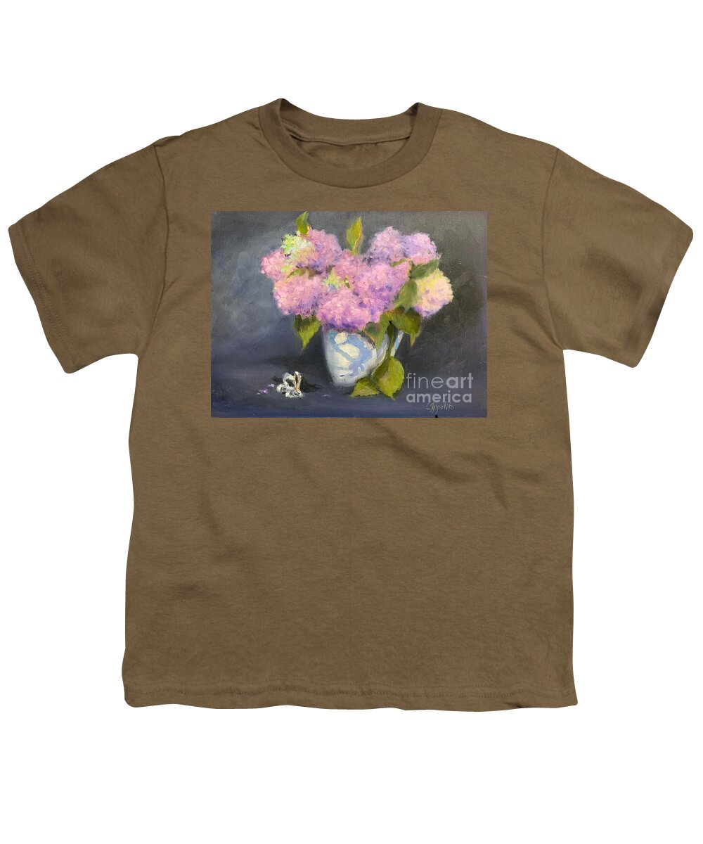 Floral Painting Youth T-Shirt featuring the painting Lilacs and butterfly by Lori Ippolito